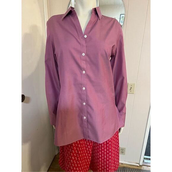 L.L.Bean Woman’s Dusty Pink Long Sleeve 100% Cotton Wrinkle Resistant Button Dow - Picture 1 of 6